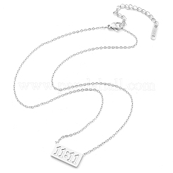 304 Stainless Steel 11:11 Number Rectangle Pendant Necklace with Cable Chains for Women&nbsp;NJEW-NH0001-04P