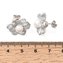 Brass Enamel Stud Earrings&nbsp;KK-CBAB173-02B-P