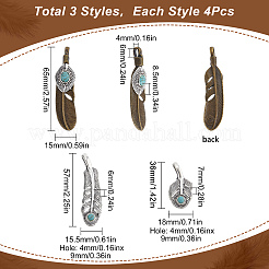 12Pcs 3 Styles Tibetan Style Alloy Big Pendants&nbsp;FIND-SC0003-63
