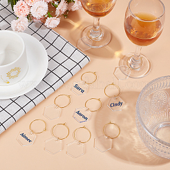 Transparent Acrylic Hexagon Wine Glass Charms&nbsp;AJEW-AB00113