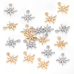 28Pcs 2 Colors Brass Cubic Zirconia Charms&nbsp;ZIRC-BC0001-31