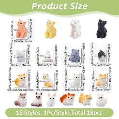 18Pcs 18 Styles Resin Cat Shape Display Decorations&nbsp;AJEW-FH0006-33