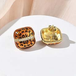 Brass Micro Pave Clear Cubic Zirconia Stud Earrings for Women&nbsp;EJEW-A169-01B-G