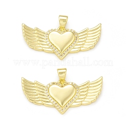 Rack Plating Brass Micro Pave Clear Cubic Zirconia Pendants&nbsp;KK-C011-29G