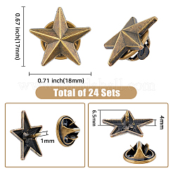 24Pcs Alloy Star Lapel Pin Brooches&nbsp;JEWB-FH0001-37AB