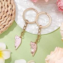 2Pcs Cat Shaped Alloy Enamel Keychains&nbsp;KEYC-JKC01065