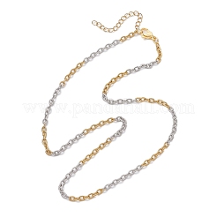 2Pcs 2 Colors Two Tone 304 Stainless Steel Textured Cable Chain Necklaces&nbsp;NJEW-JN05242