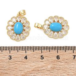 Brass Micro Pave Clear Cubic Zirconia Pendants&nbsp;KK-C172-22G