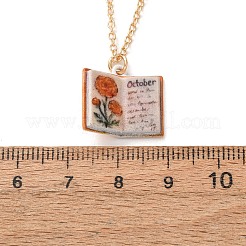 Brass Enamel Book Pendant Necklaces for Women&nbsp;KK-CBAF5B9-01G-10