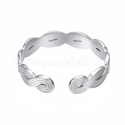 Non-Tarnish 304 Stainless Steel Twist Wrap Open Cuff Ring for Women&nbsp;RJEW-T023-07P