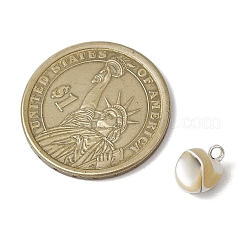 Natural Trochus Shell Nuggets Charms with Brass Loops&nbsp;PALLOY-JF03586-02