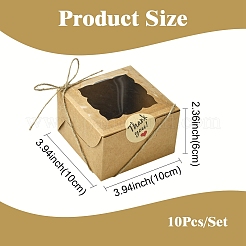 10Pcs Square Bakery Box&nbsp;CON-YW0001-95A