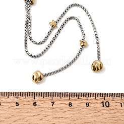 Two Tone 316L Surgical Stainless Steel Micro Pave Clear Cubic Zirconia Box Chain Knot Lariat Necklaces&nbsp;NJEW-D297-01GP