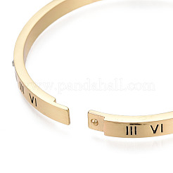 Roman Numeral Brass Hinged Bangle with Crystal Rhinestone for Women&nbsp;BJEW-S118-126G