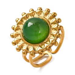 Round Natural Mixed Stone Finger Rings&nbsp;RJEW-Q822-16G