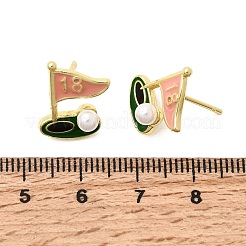 Ship Brass Enamel Stud Earrings&nbsp;EJEW-H180-24G