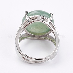 Adjustable Natural Green Aventurine Finger Rings&nbsp;RJEW-F075-01K