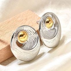 304 Stainless Steel Two Tone Stud Earrings&nbsp;EJEW-F355-02GP-01