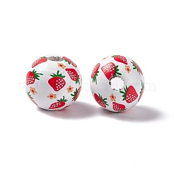 Fruit Printed Wood European Beads&nbsp;WOOD-G013-01B