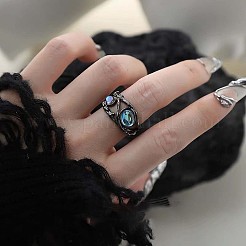 Alloy & Glass Cuff Open Rings&nbsp;FS-WGF0DED-01