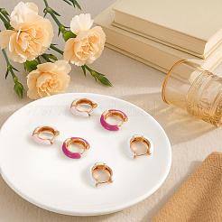 4 Pairs 4 Colors Alloy Enamel Huggie Hoop Earrings for Women&nbsp;EJEW-HY0001-23B