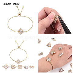 Brass Pave Clear Cubic Zirconia Connector Charms&nbsp;KK-N284-04G