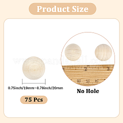 75Pcs Natural Wooden Round Ball&nbsp;WOOD-PA0001-84A