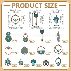 13Pcs 13 Styles Alloy with Synthetic Turquoise Pendants&nbsp;FIND-TA0010-62