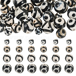 36Pcs 4 Styles Tibetan Style dZi 3-Eye Beads&nbsp;G-TA0002-68