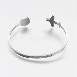 Tarnish Resistant 304 Stainless Steel Cuff Bangles&nbsp;BJEW-N0028-02P