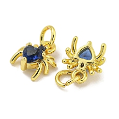 Rack Plating Brass Micro Pave Cubic Zirconia Spider Charms&nbsp;ZIRC-I065-02D