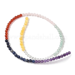Chakra Natural Yellow Jade & Crystal Quartz & Green Aventurine & Rose Quartz & Carnelian & Sodalite & Amethyst Beads Strands&nbsp;G-NH0002-E03-4mm