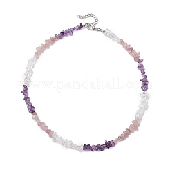 Natural Rose Quartz & Quartz Crystal & Amethyst & Howlite & Apatite & Carnelian & Citrine & Tiger Eye & Green Aventurine Chip Beaded Necklaces&nbsp;NJEW-JN05099