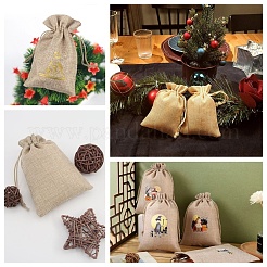 Polyester Imitation Burlap Packing Pouches Drawstring Bags&nbsp;ABAG-BBC0001-02B-02