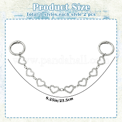 2Pcs Zinc Alloy Crystal Rhinestone Heart Link Boot Strap Chains&nbsp;HJEW-SW00393