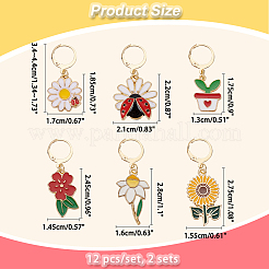 Alloy Enamel Flower & Ladybug Charm Locking Stitch Markers&nbsp;HJEW-PH01712