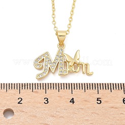 Mother's Day Brass Micro Pave Clear Cubic Zirconia Pendant Necklaces for Women&nbsp;NJEW-Q021-01A-G