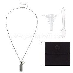 1Pc Openable Column 304 Stainless Steel Memorial Urn Ashes Pendant Necklace Set&nbsp;NJEW-TA0001-18