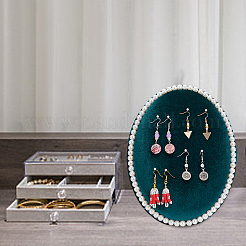 Oval Velvet Cover MDF Jewelry Display Stands&nbsp;ODIS-WH0025-105