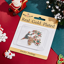 8Pcs 4 Styles Christmas Themed Brass Micro Pave Clear Cubic Zirconia Pendants&nbsp;ZIRC-BBC0002-82