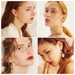 DIY Leaf & Pearl Dangle Earring Making Kits&nbsp;DIY-SC0016-50