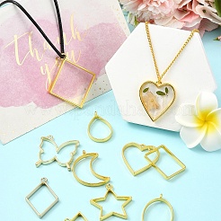 20Pcs 10 Styles Rack Plating Alloy Open Back Bezel Pendants&nbsp;FIND-YW0005-29