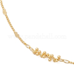 Brass Heart & Round Beaded Link Chain Anklets for Women&nbsp;AJEW-AN00714