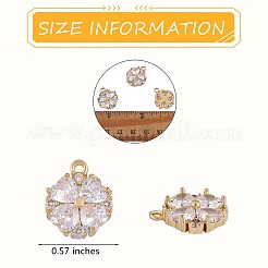 6 Pieces Four Leaf Clover Clear Cubic Zirconia Charm Pendant Brass CZ Charm Long-Lasting Plated Pendant for Jewelry Necklace Earring Making Crafts&nbsp;JX403A