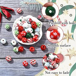 40Pcs 10 Styles Painted Natural Wood European Beads&nbsp;WOOD-YW0001-24