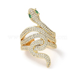Rack Plating Brass Micro Pave Clear Cubic Zirconia Open Cuff Rings for Women&nbsp;RJEW-M162-38G