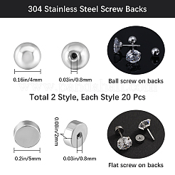 40Pcs 2 Styles 304 Stainless Steel Ear Nuts&nbsp;STAS-BBC0005-33
