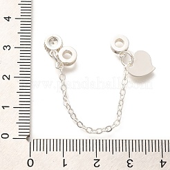 Brass Clear Cubic Zirconia European Safety Chains with Heart Charms&nbsp;KK-C085-15S