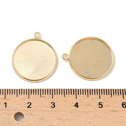 Flat Round Brass Pendant Cabochon Settings&nbsp;KK-K414-14G-G