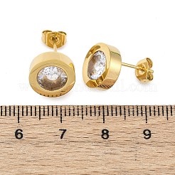304 Stainless Steel Flat Round Stud Earrings&nbsp;EJEW-C099-23G-03